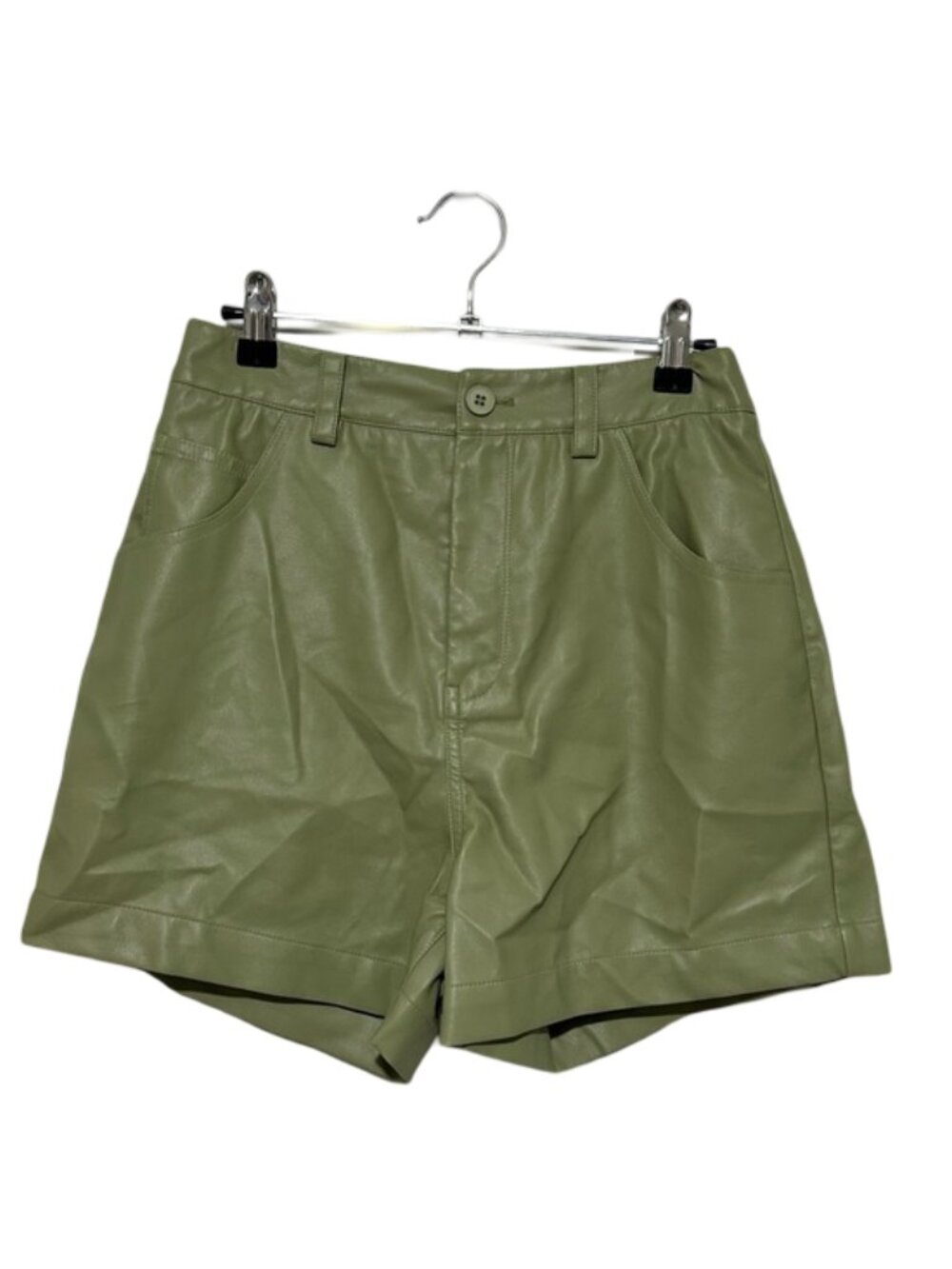 ZGY Denim Faux Leather Green High Waist Shorts Size 25